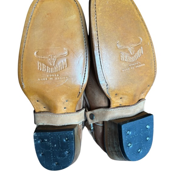 Abraham Mexican Leather Cowboy Boots Floral Embroidery Harness | Women’s 6 - Picture 6 of 14
